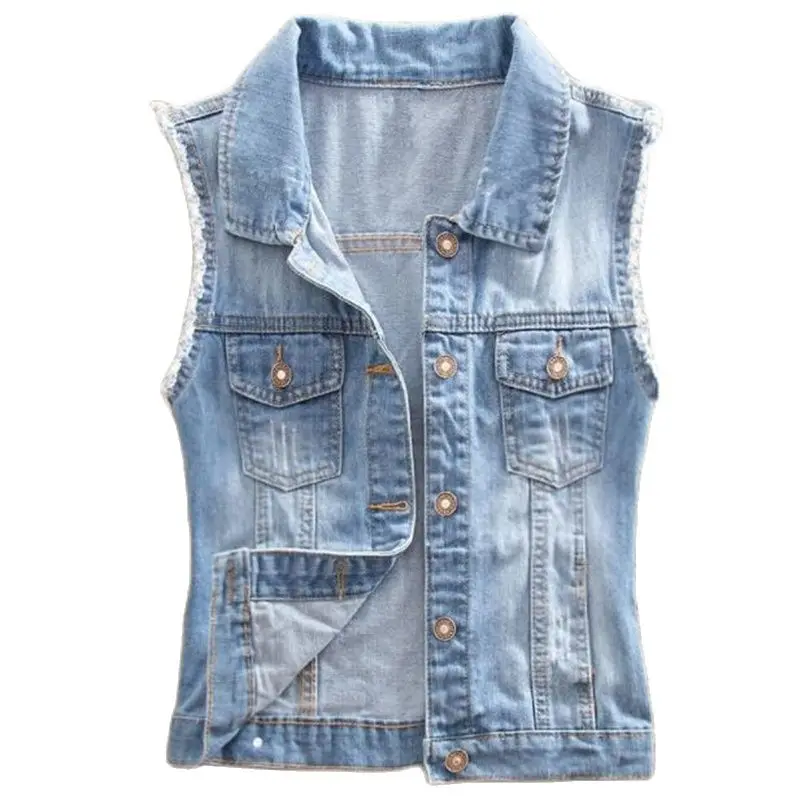 Hot Sale Spring Denim Vests Female Hot Sale Autumn Denim Vest Mezclilla Waistcoat Mezclilla Jackets Woman Veste Manteau Abrigo