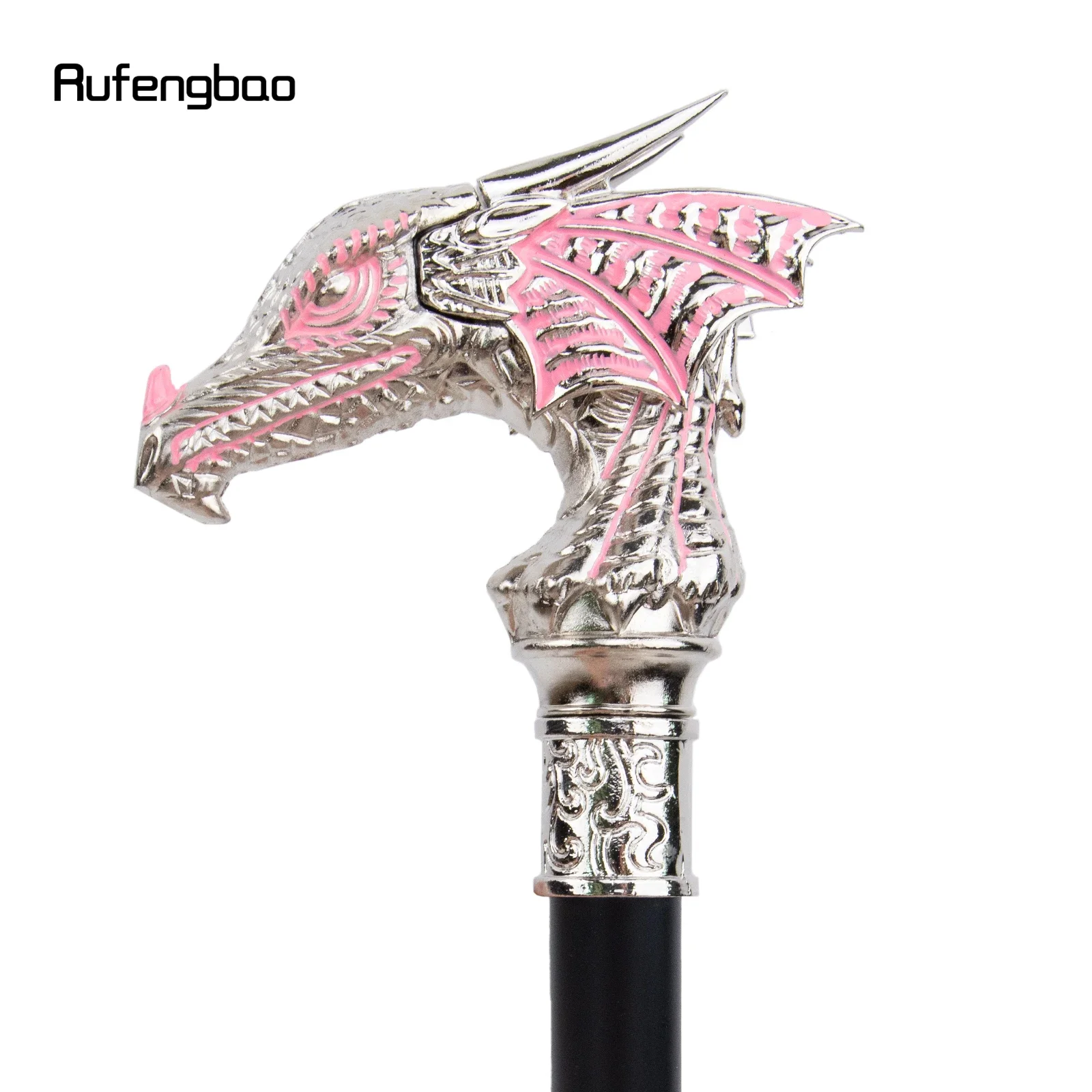 Pink White Luxury Dragon Head Cane Fashion Decorative Stick Gentleman Cosplay Cane Knob Crosier  Performance Stage Cane 94cm view 3
