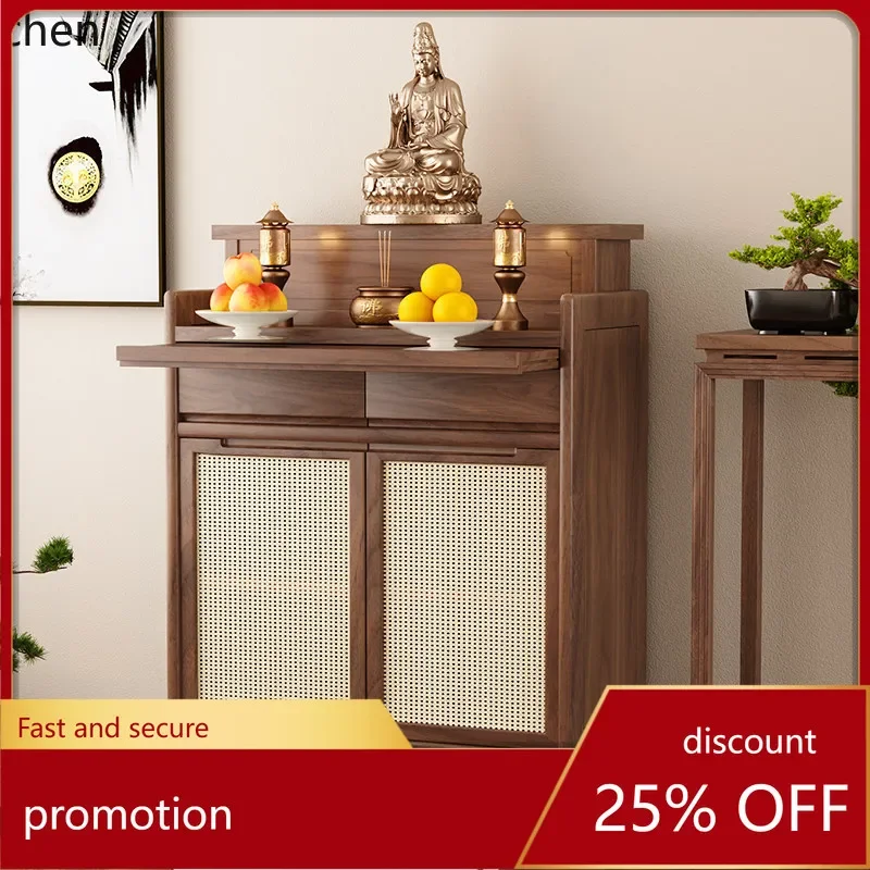 r5.21 black walnut solid wood offering table - modern minimalist home buddhist altar - god of wealth buddhist table