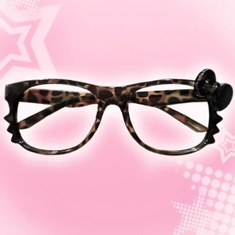 Y2k leopardo impressão arco óculos meninas quentes moda vintage dos desenhos animados anime grande quadro oval óculos feminino sem lentes