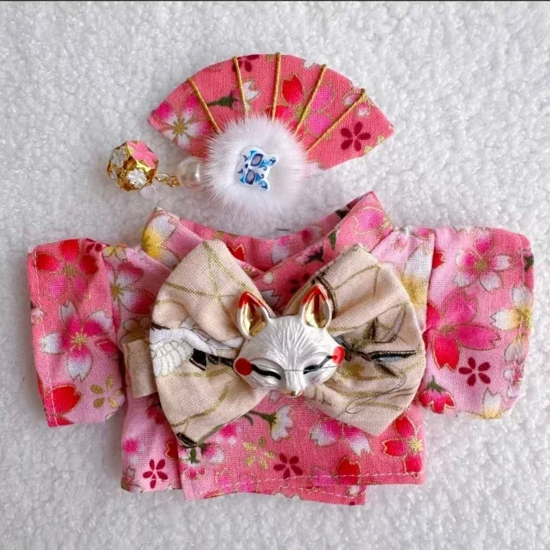 Conjunto de roupas quimono japonês para bonecas labubu v1 v2 de 15/17cm, acessórios de decoração