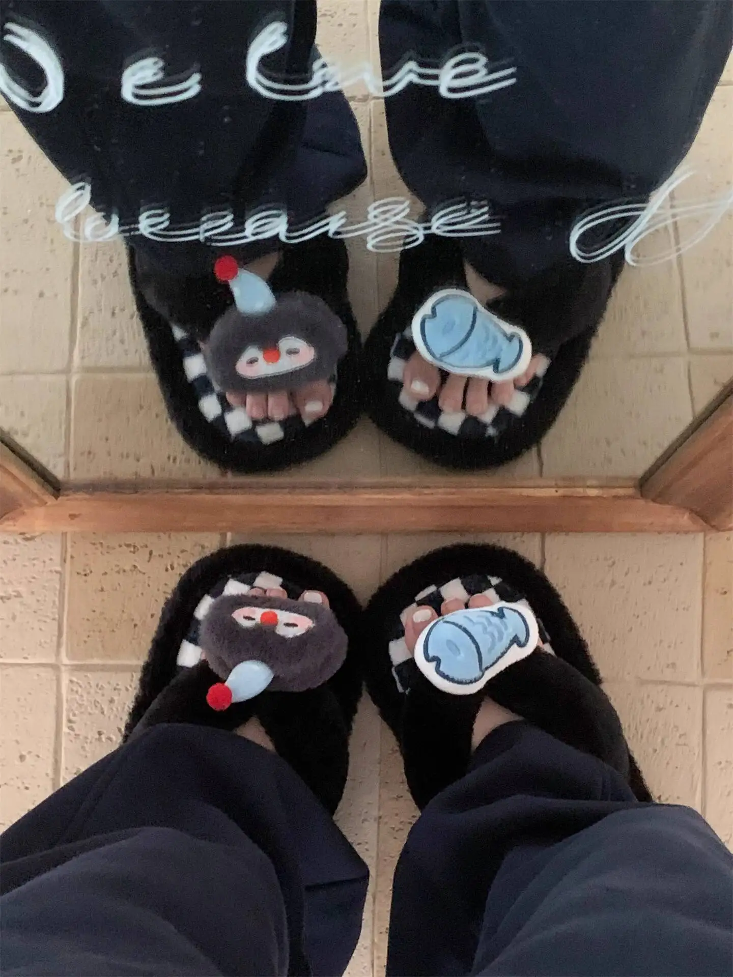 

Women Home Slippers 2025 Autumn Winter Women's Cute Slippers Furry Flip Flops Anti Slip Indoor Household Casual Cotton Sandals