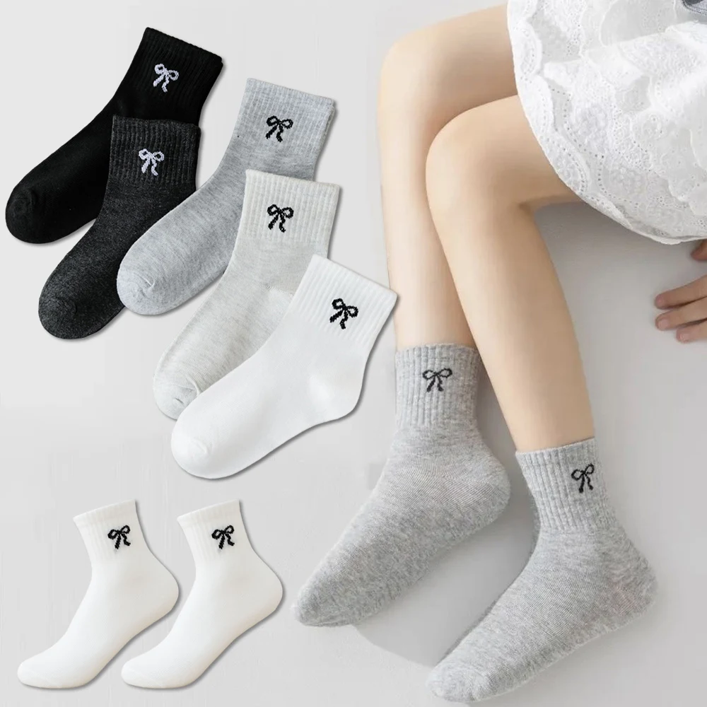 5/10 pairs of children's socks, girls' white sports short socks, suitable for spring, summer, autumn, and winter, moisture-wicki