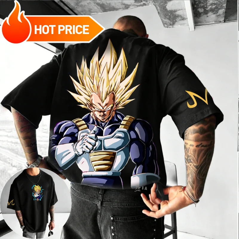 Vintage Dragon Ball Oversized T-shirt 2026 Summer Cotton Vegeta Super Saiyan Graphic Print Gym Fitness for Adults & Kids