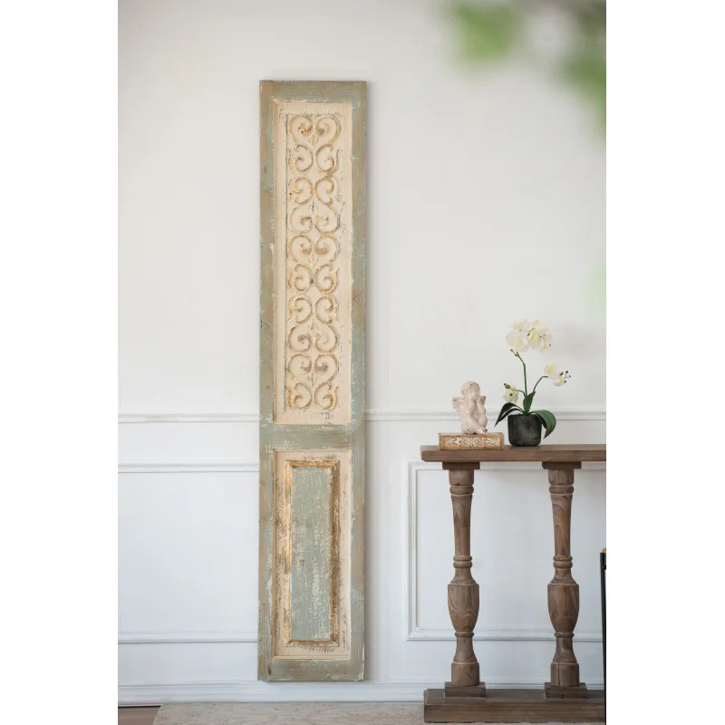 

14 x 78.5 Large Wooden Rectangle Hanging Panel, Decorative Wall Sculpture, Carved Wall Art