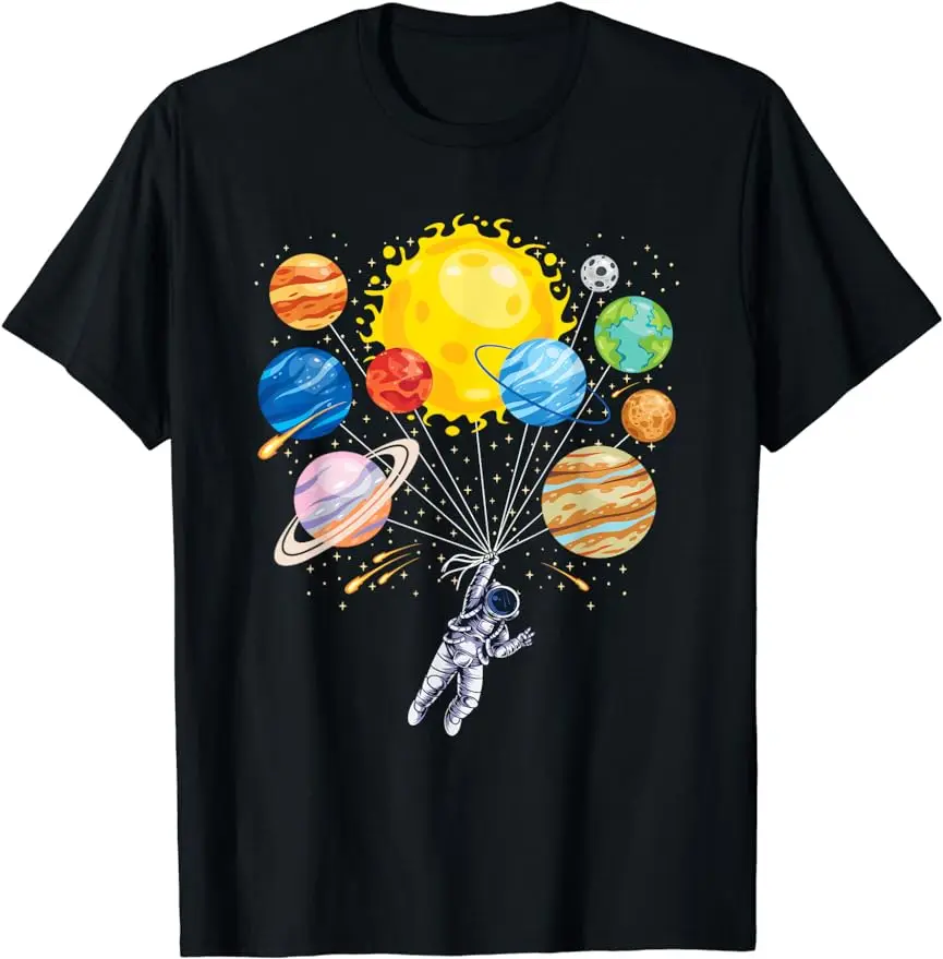 Funny Astronaut Space Balloon Planet Science Solar System T-Shirt Women Clothing Fashion Graphic T Shirts Summer Streetwear Y2K