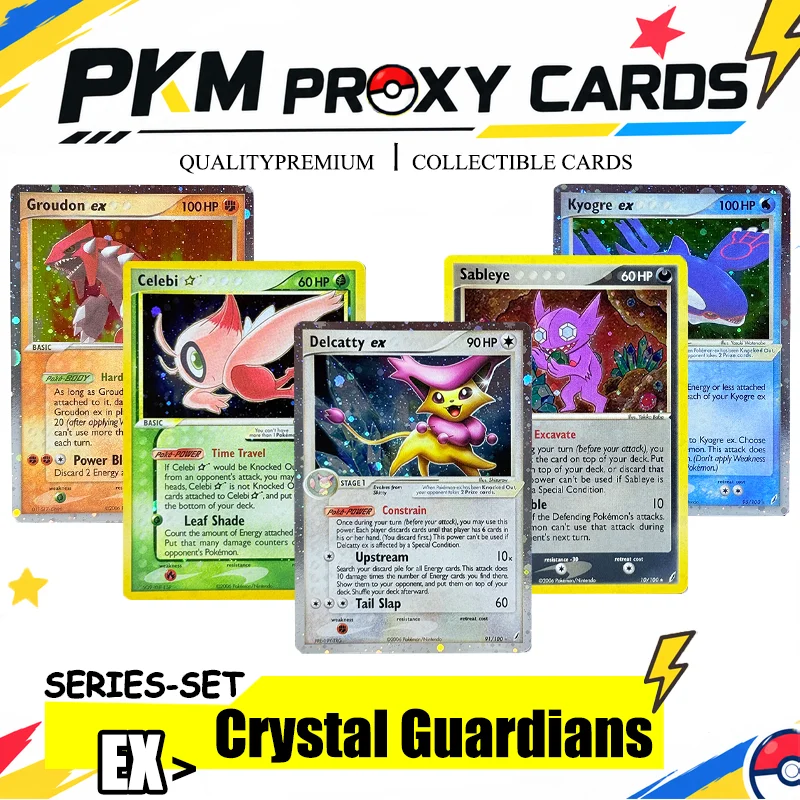 PKM Proxy Cards EX Crystal Guardians Kyogre Sableye Jirachi Swampert Celebi Single Foil Cards TCG Game Collection Toys
