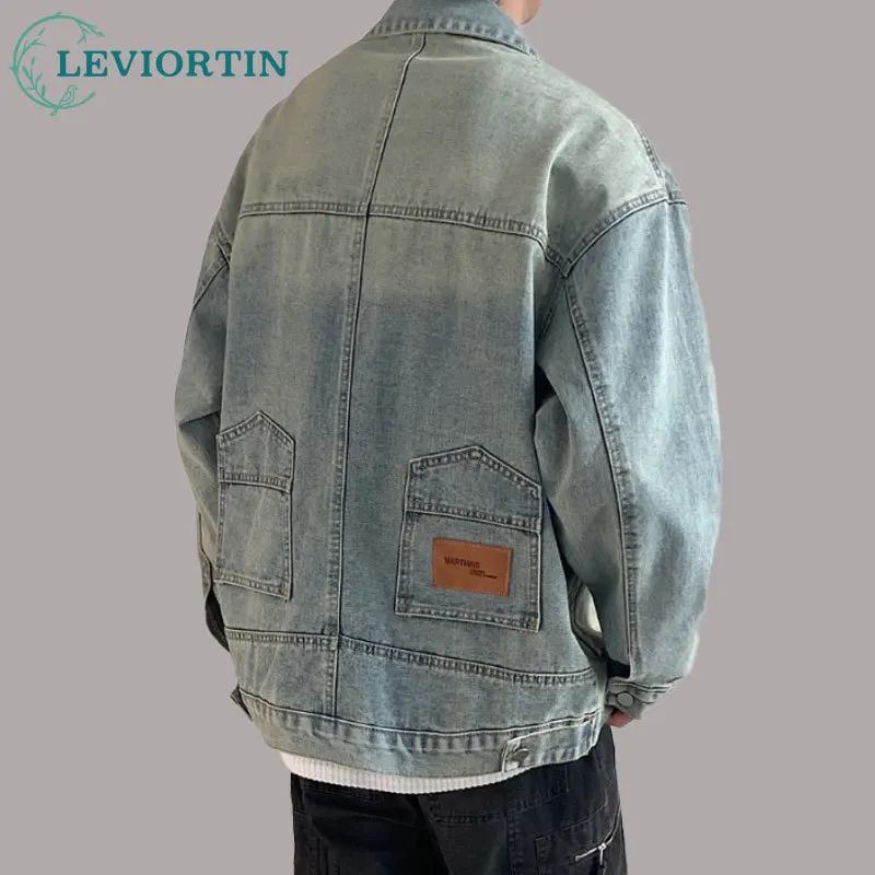 Korean Styles Men Washed Denim Jacket with Chest Pocket High-quality Personalized Design Workwear  Denim Jackets And Coats