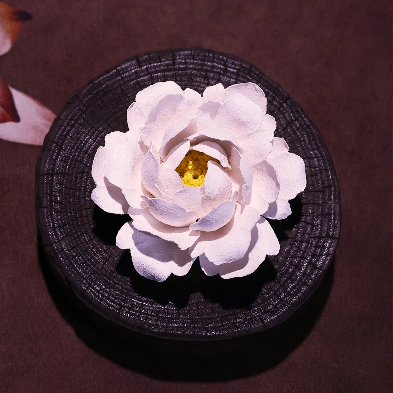 Handmade Ceramic Peony Incense Holder Floral Stick Incense Burner Home Table Decor Aromatherapy Ornament Gift