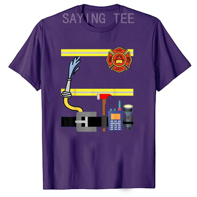 Feuerwehrmann Halloween DIY Feuerwehruniform Lazy Kostüm Anzieh-T-Shirt Y2k Fantastisches Feuerwehrmann-Grafik-T-Shirt Persönlichkeits-Streetwear – Detail 8