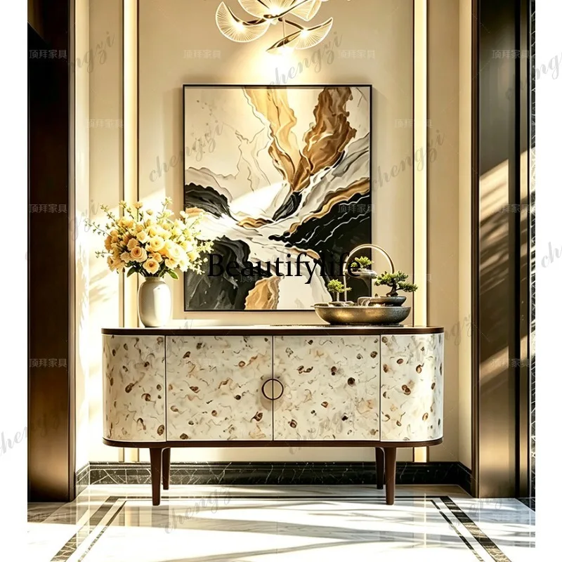 Italian light luxury painted dining side cabinet artistic sense living room storage cabinet antique foyer cabinet
