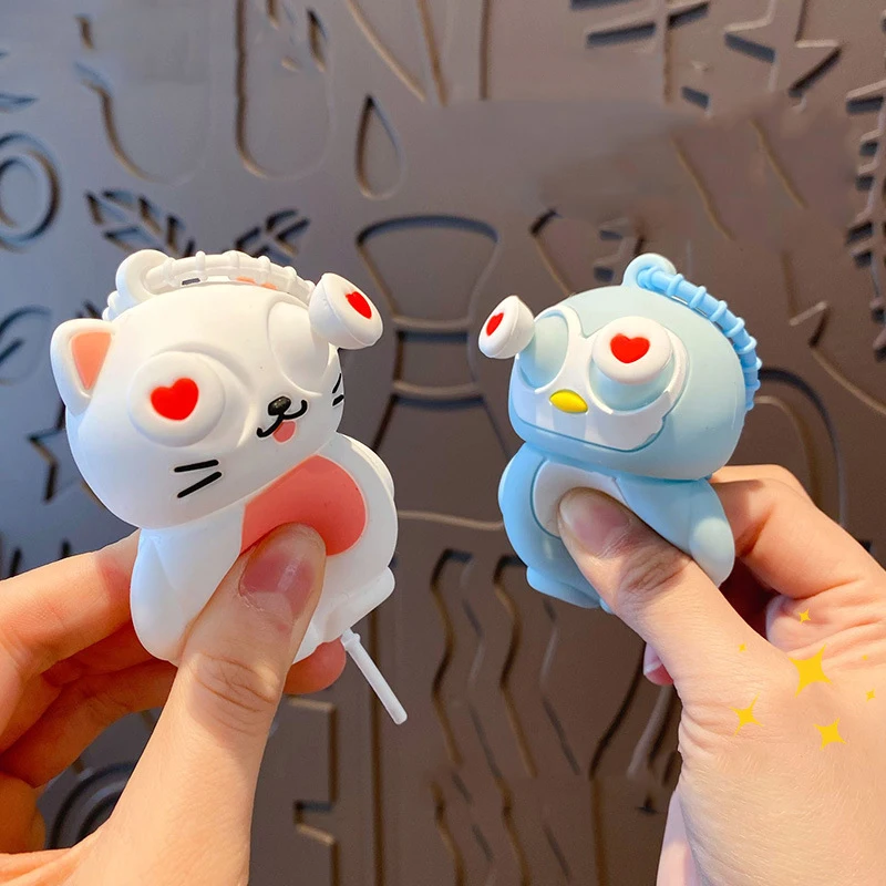 Lovely Pets Full of Love Eyes Cat Penguin Animal Keychain Cute Pinch Pop-up Love Heart Eye Toy Doll Key Chain Bags for Women Car