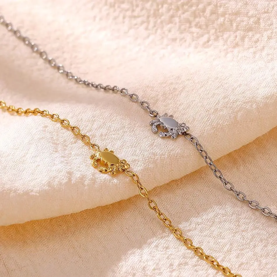 Edelstahl Mini Niedliches Krabben-Armband Gold/Silberfarben Minimalistisches Handgelenk-Schmuckstück Trendiger Urlaubsschmuck Bijoux Femme