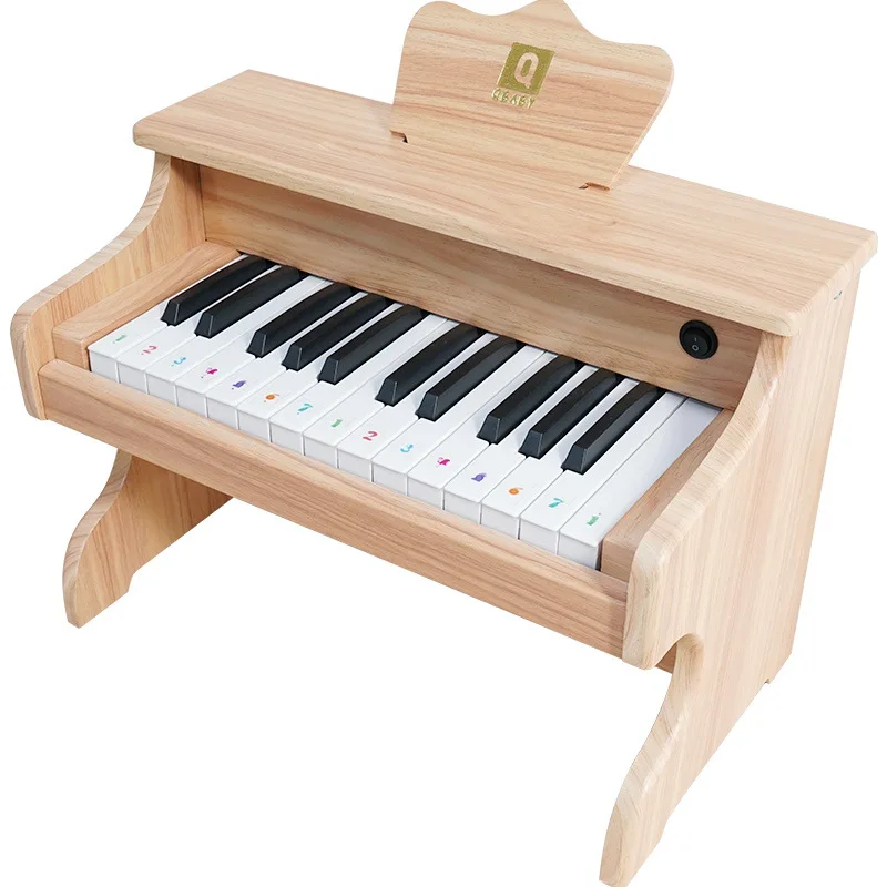 25 Key Piano, Portable Wooden Electric Keyboard for Kids Beginners, Musical Educational Toy Instrument