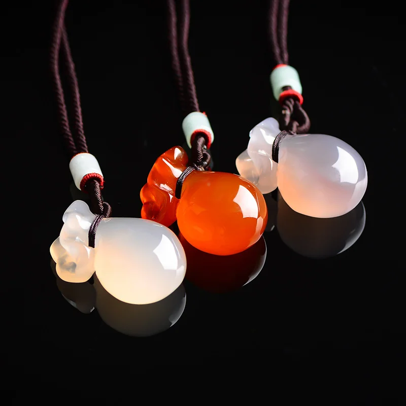100% Natural Ice Seed Chalcedony Red Agate Bag Necklace Attract Money Bag Male And Female Pendants Jewelry Accessories