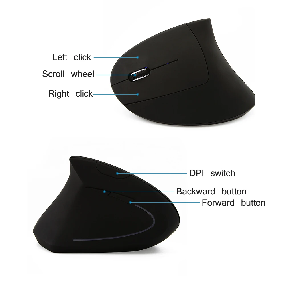 Ergonomic Vertical Mouse 2.4G Wireless Left-Handed Computer Office Gaming Mice Wired USB Optical Mouse For Laptop PC Gamer Mause