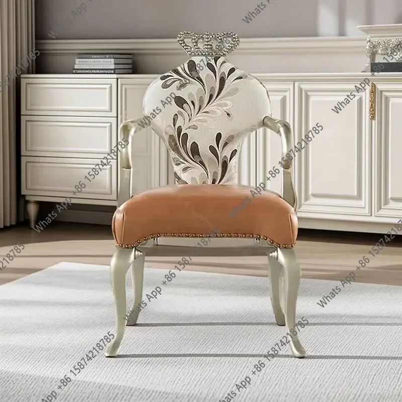 Ss American All-solid Wood Sofa Chair French Engraved Single Chair Light Luxury Crown Living Room Home