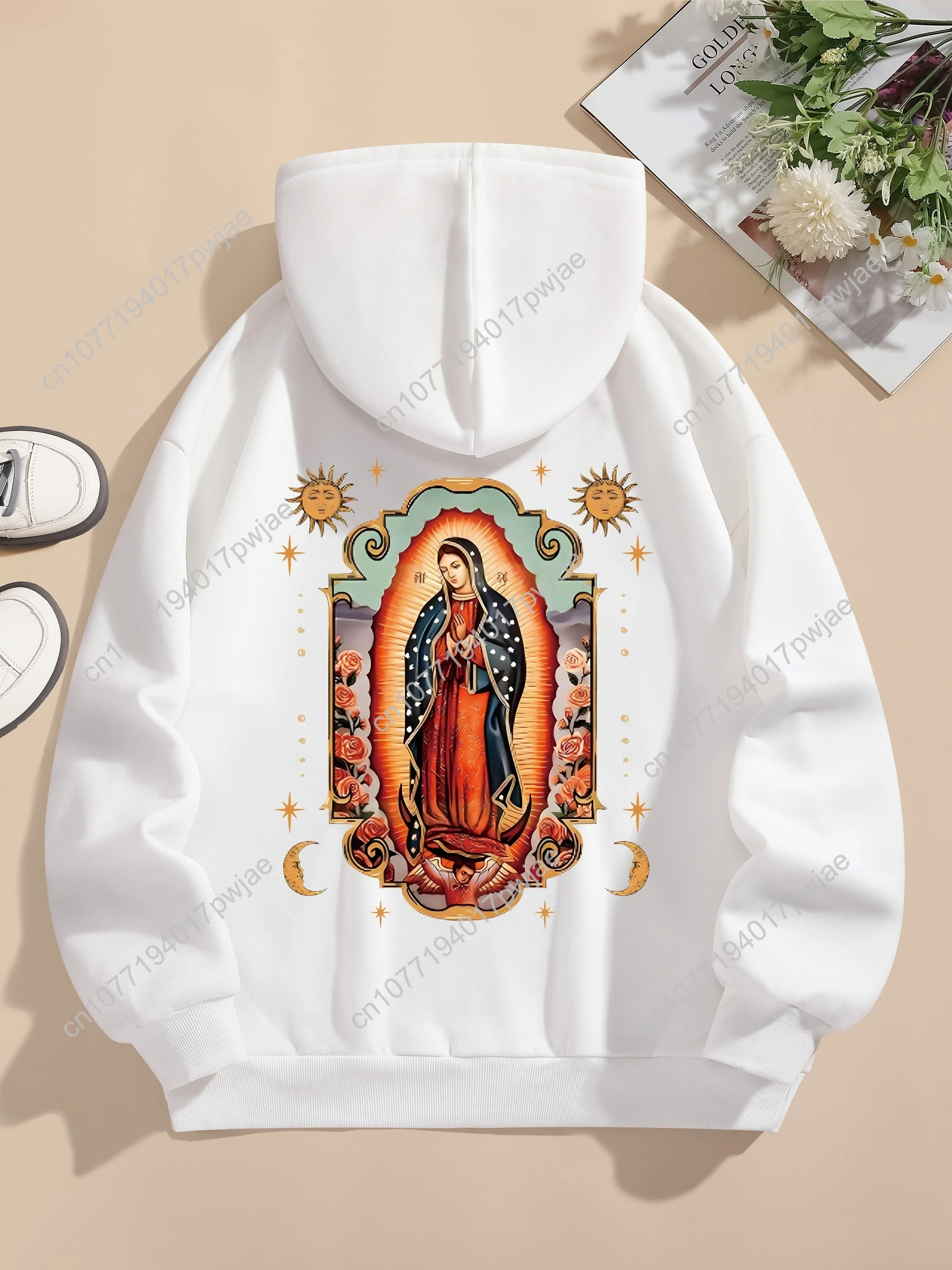 Толстовка с графическим принтом, повседневная толстовка с капюшоном на шнурке на зиму и осень, женская одежда