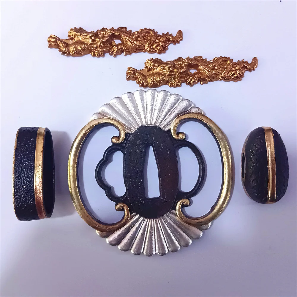 

Copper Tsuba Handguard Guard Brass Fuchi Kashira Menuki Japan Real Japanese Ninja Tanto Wakizashi Samurai Sword Katana Fittings