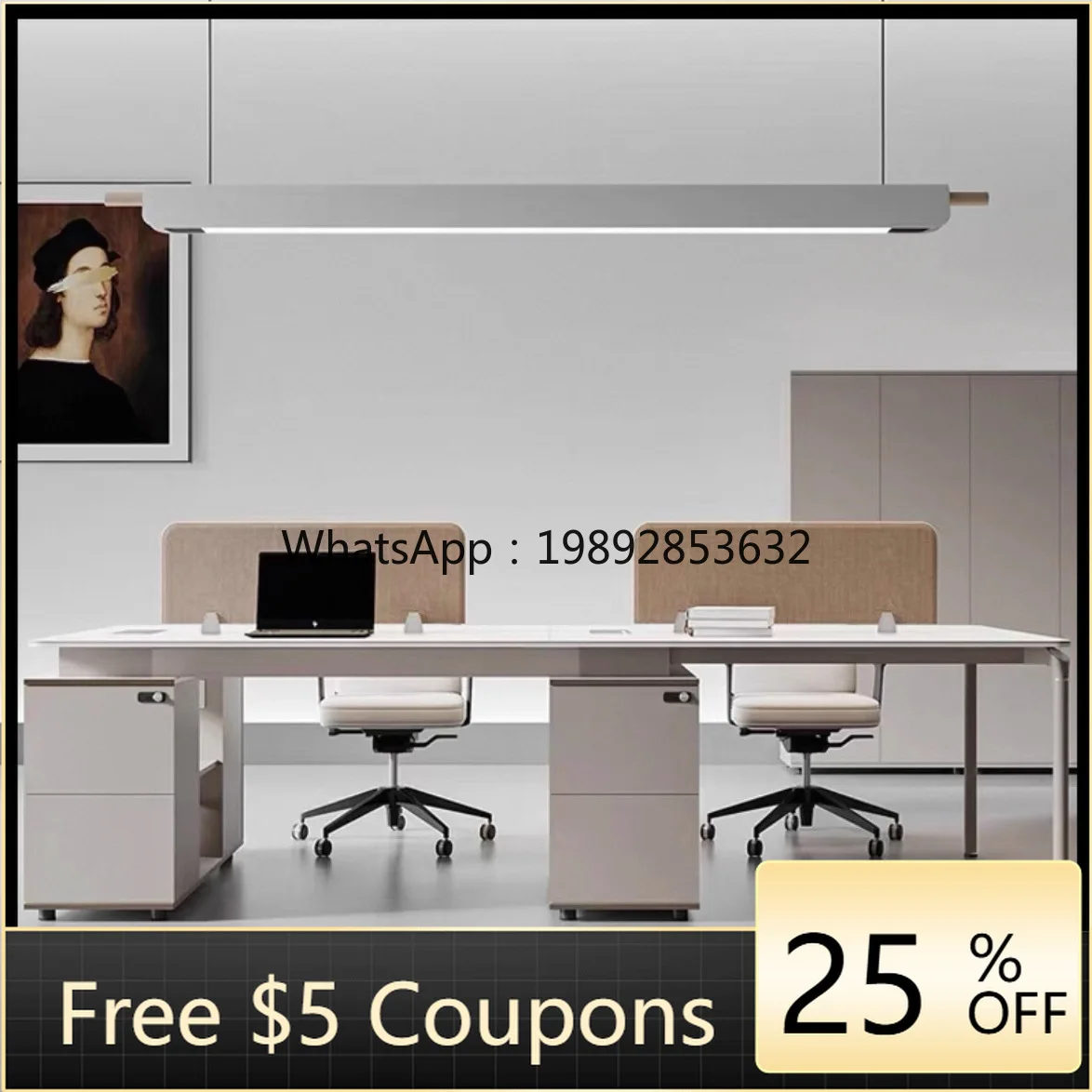 

YFY Office Desk and Chair Set for Staff, Simple Modern Office Workstation with Partition