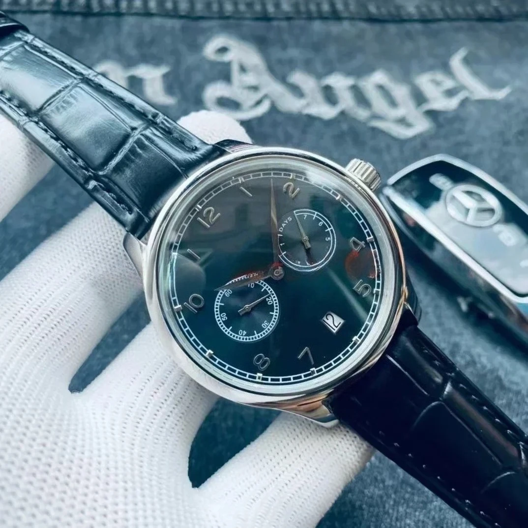 Роскошные наручные часы с датой, мужские механические автоматические брендовые часы из нержавеющей стали, черная, синяя кожа, по индивидуальному заказу