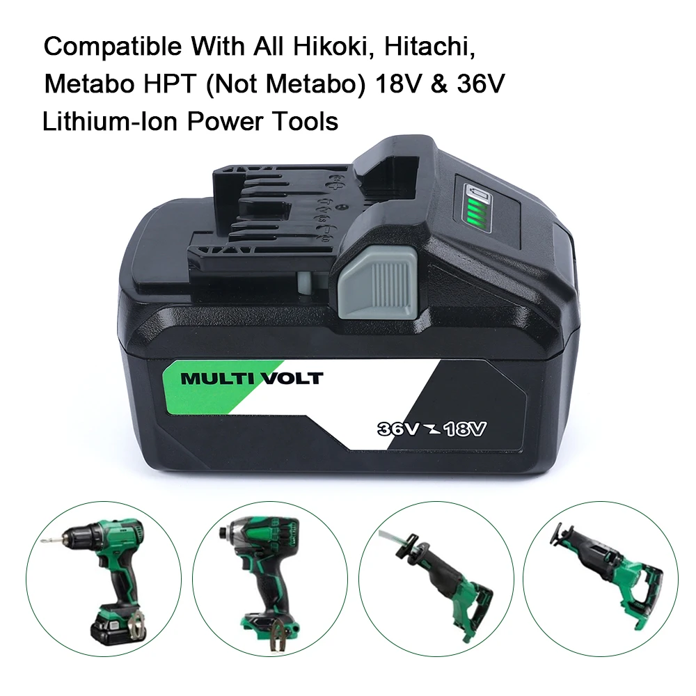 BSL36A18 18V 6.0Ah/36V 3.0Ah MultiVolt Li-ion Rechargeable Battery for Hikoki Hitachi Metabo HPT 18V 36V Slide-type Power Tools