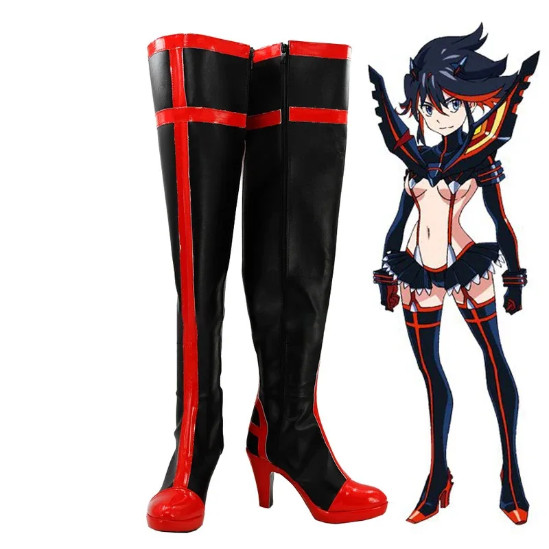 

Anime KILL la KILL Ryuko Matoi Cosplay Shoes Long Black Red High Heel Boots Custom Made Halloween Party Carnival Roleplay Props