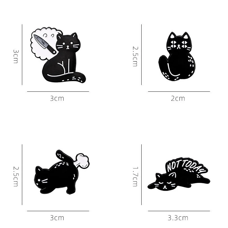 Cute Cartoon Black Cat Enamel Brooch Creative Animal Funny Alloy Lapel Pin Badge Backpack Clothing Hat Accessories