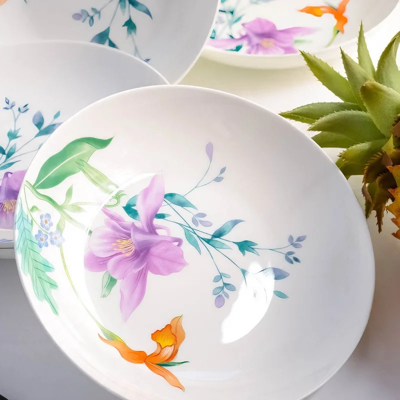 8inch, 4pcs, bone china serving plate, buffet dish, ceramic food plate, dinner plates, gourmet restaurant dishes, dishes buffet