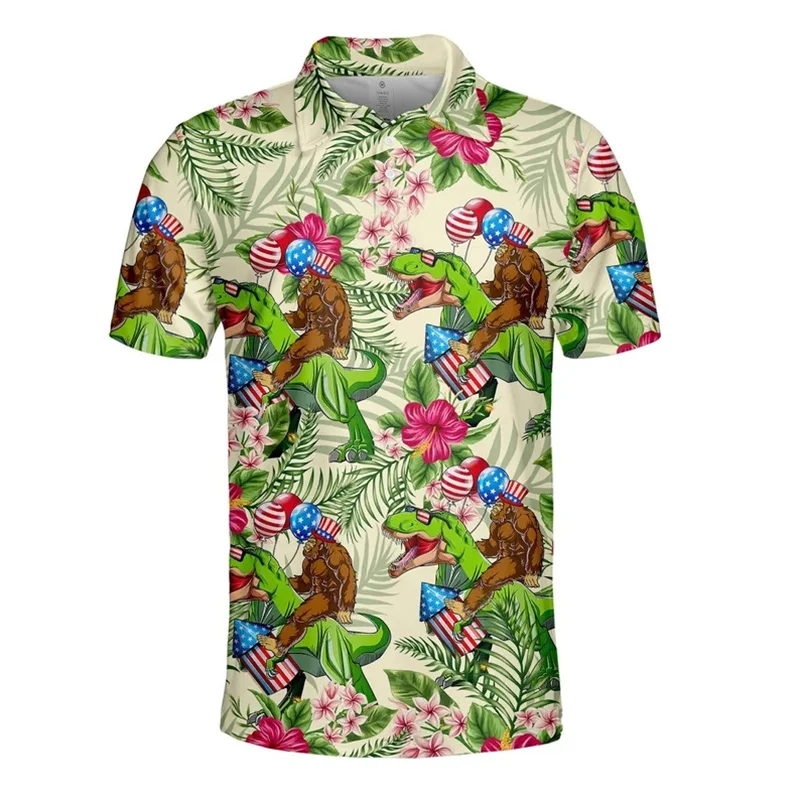 New 3d Hawaii Funny Gorilla Golf T Shirts Summer Trendy Mens Polo Shirts Casual Outdoor Sports Short Sleeved For Men And Women