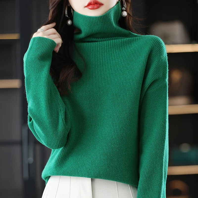 2023 Free Shipping Women Turtleneck Thicker Sweaters Standard Pullovers Winter Knitting Clothing New Arrival Long Sleeve Tops