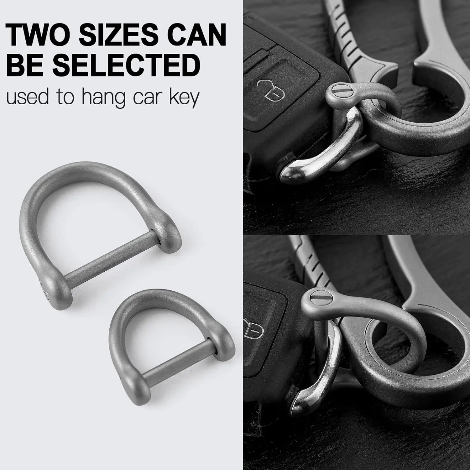 FEGVE D Ring Keychain, Durable D Shape Key Ring for Car keys, Horseshoe Clasp with Screw Shackle -（Load Bearing: 50lb）4 pcs D Ri