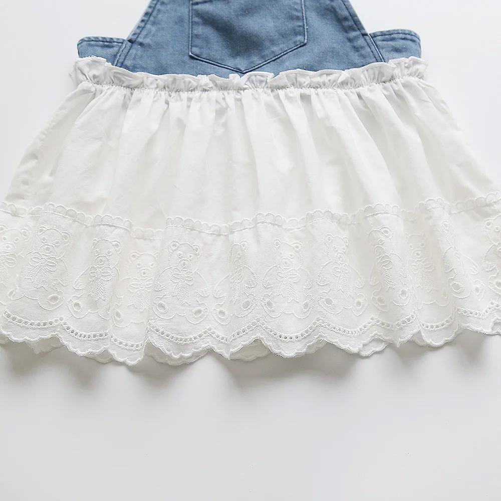 Vestido Milangel de encaje y denim para niña pequeña - imagen 5