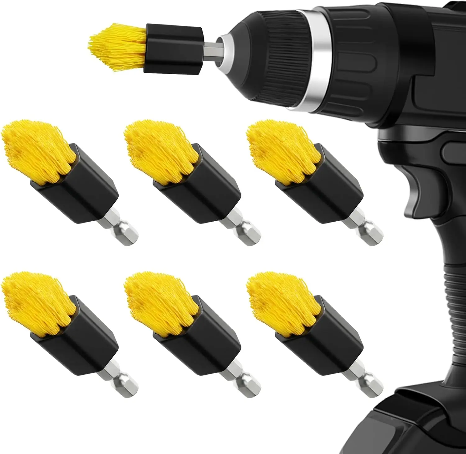 

6-Piece Drill Brush Set for Deep Cleaning Grout, Tiles, and Hard-to-Reach Areas in Home, Kitchen, Bathroom