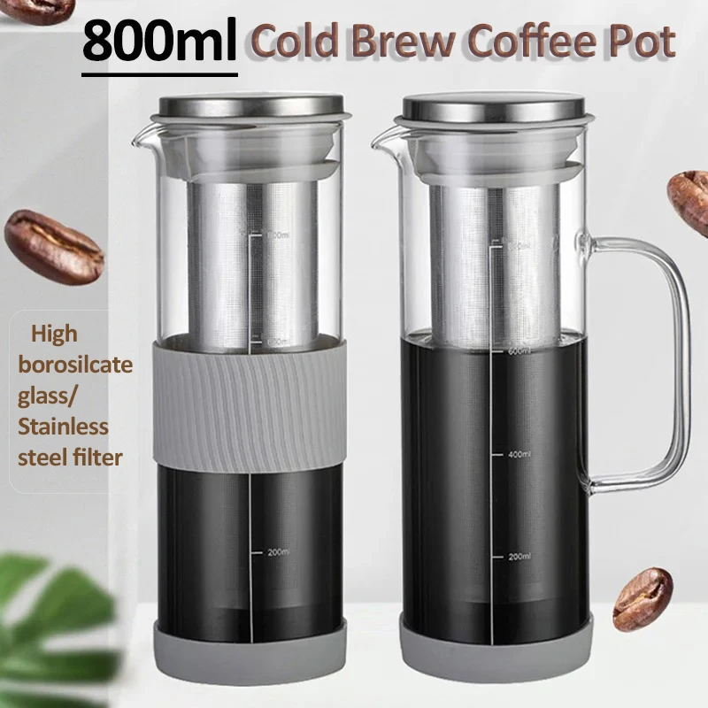 Portable Airtight Cold Brew Iced Coffee Maker 800ml Large Capacity Cold Brew Coffee Maker Manual Cold Brew Coffee Maker Tea Pot