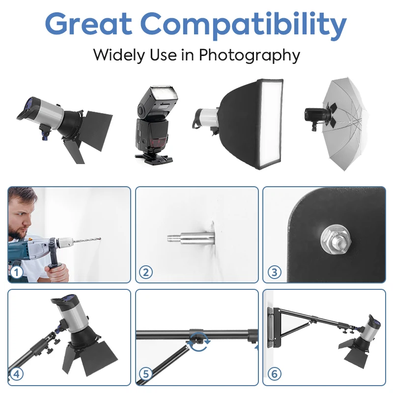 Photography Wall Mount Triangle Boom Arm 54\