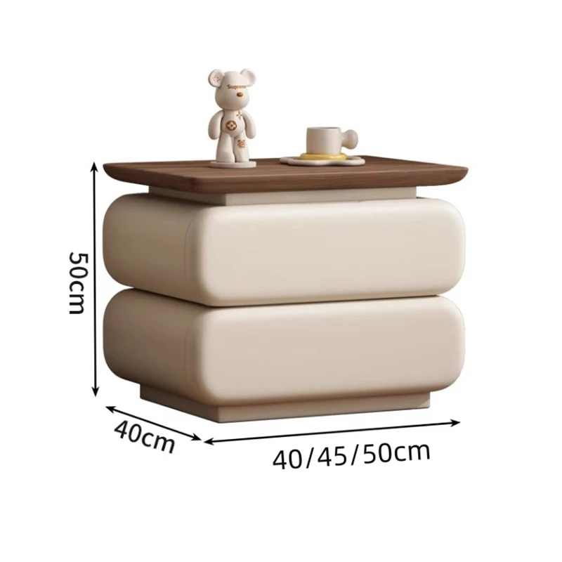 Cream Style Bedside Table Space Saving Design Trendy Simple Nightstands Storage Drawers Mesita De Noche Bedroom Furniture