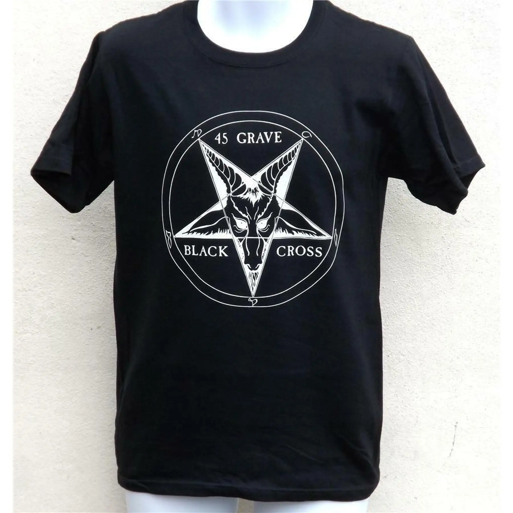 

45 Grave Black Cross Logo T Shirt Punk Rock Sizes S to XXL