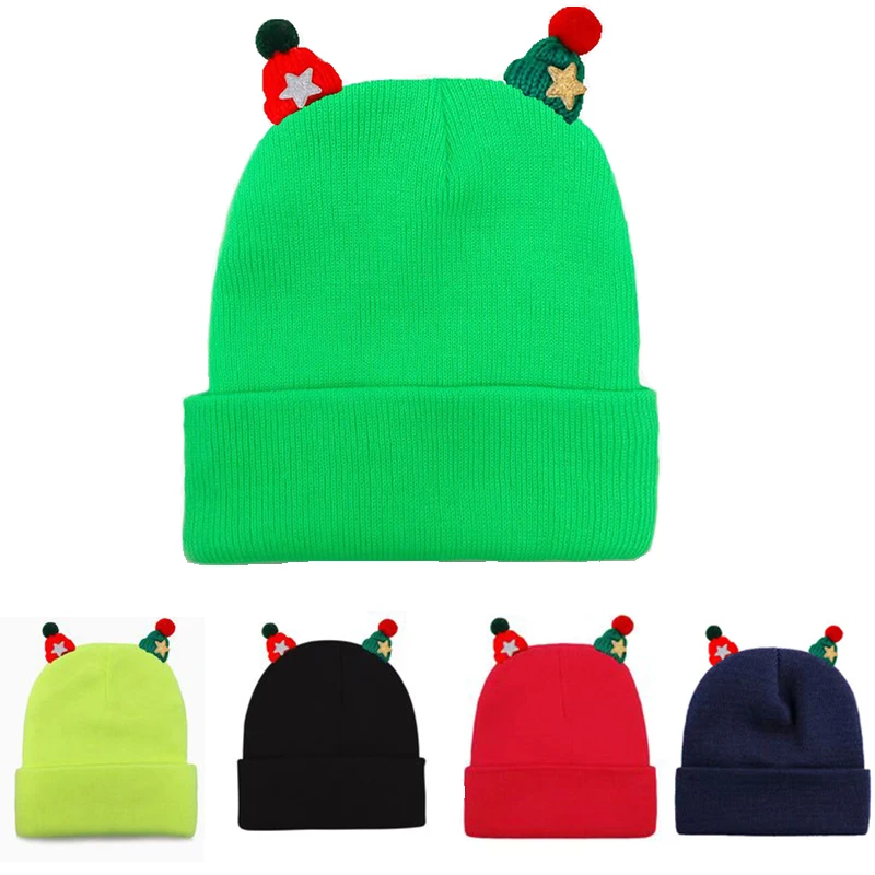 

New Autumn Winter Unisex Adult Hat Cute Beanie Knit Hip-hop Head Caps Outdoor Street Warm Breath Hats Christmas Decoration Gift