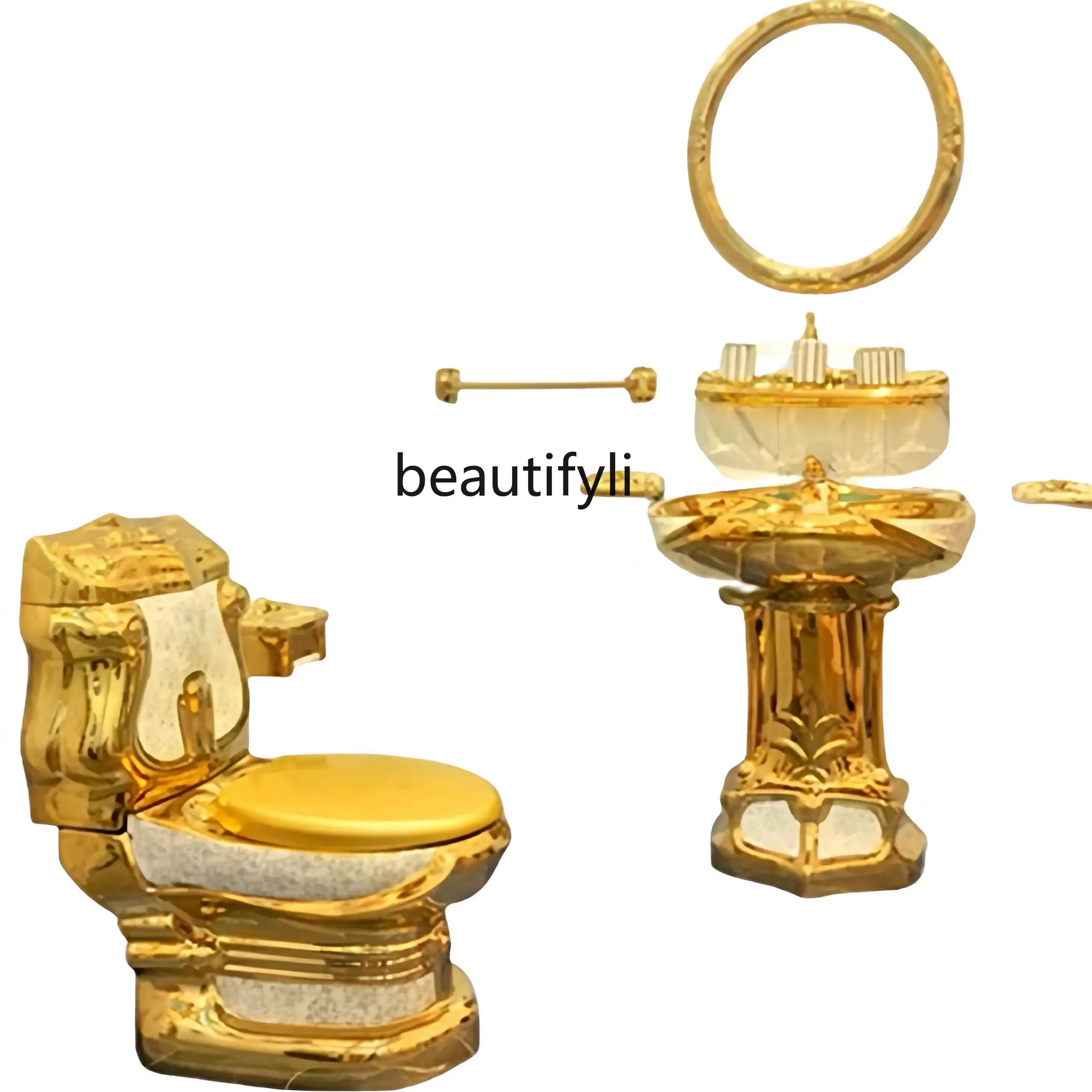 

ss25 European toilet gold-plated local tyrant gold retro toilet yellow gold, toilet bathroom silent