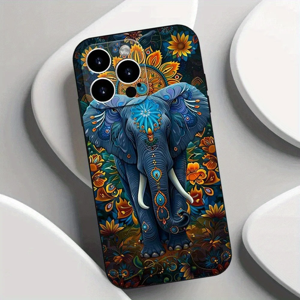 حافظة The Tropical Elephant Black، مصممة لموديلات iPhone 12 إلى 16، بما في ذلك إصدار Pro Max، وهي اختيارًا مثاليًا للهدايا. #5