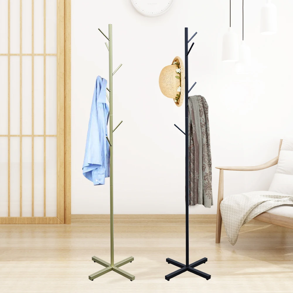 

Modern Metal Coat Rack Free Standing 7 Hooks Hall Tree in Corner Hat Hanger & Coat Racks Stand Entryway Organizer for Clothes