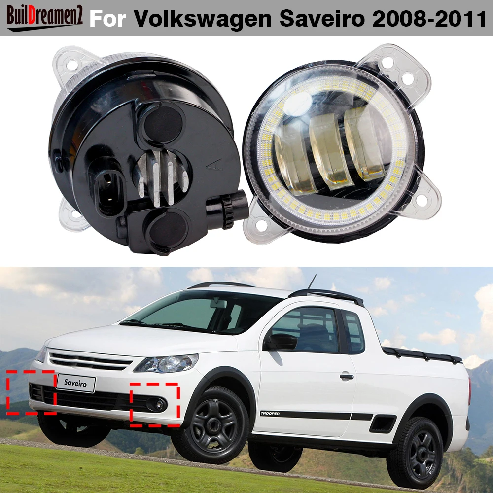 9006 Car Front Error Free LED Fog Light DRL Angel Eye Daytime Running Lamp 1 Pair For VW Volkswagen Saveiro 2008 2009 2010 2011