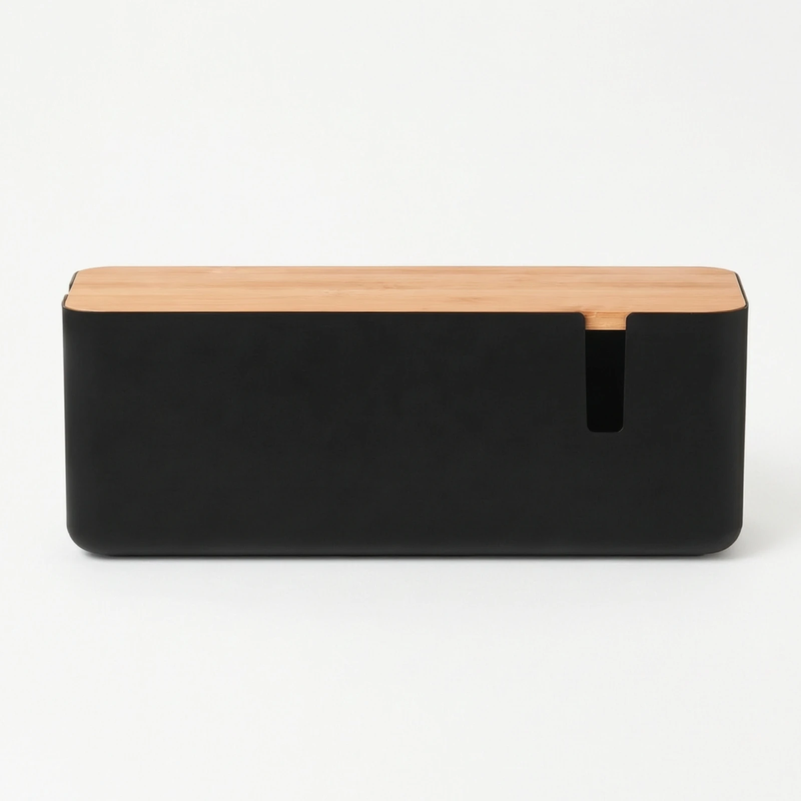 Cable Organizer PP Plastic Cable Management Box with Bamboo-Style Lid Cord Organizer Box Rectangular for Desktop, Workspace