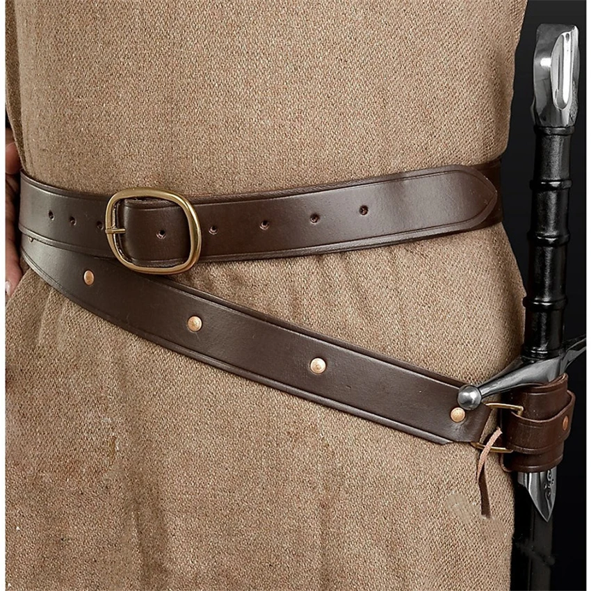 ยุคกลางเข็มขัดเอวดาบผู้ถือผู้ชาย Steampunk สายคล้องคอโจรสลัดไวกิ้งอัศวินคอสเพลย์เครื่องแต่งกายอุปกรณ์เสริม