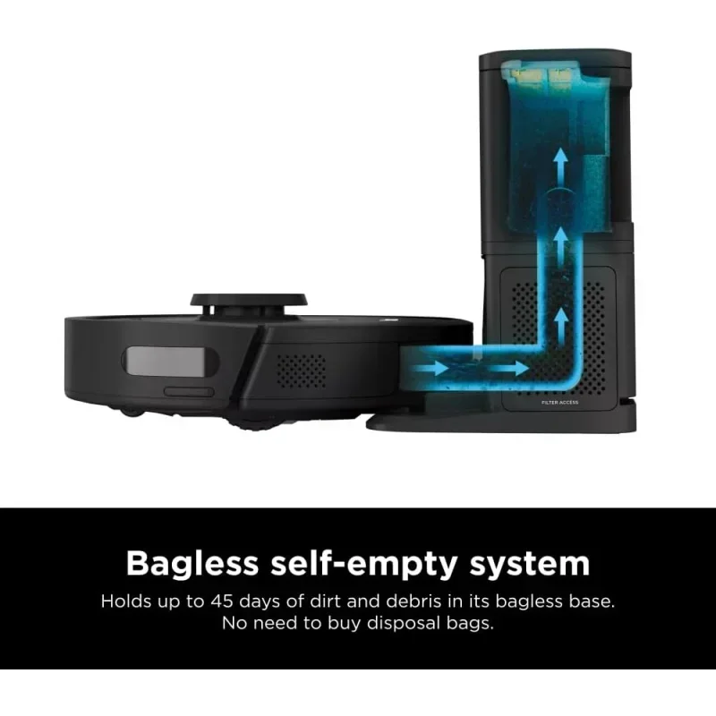 Qwshark av2310ae matriz robô vácuo auto-esvaziamento, mapeamento doméstico de precisão, perfeito para pêlos de animais de estimação, sem saco, base de capacidade de 45 dias