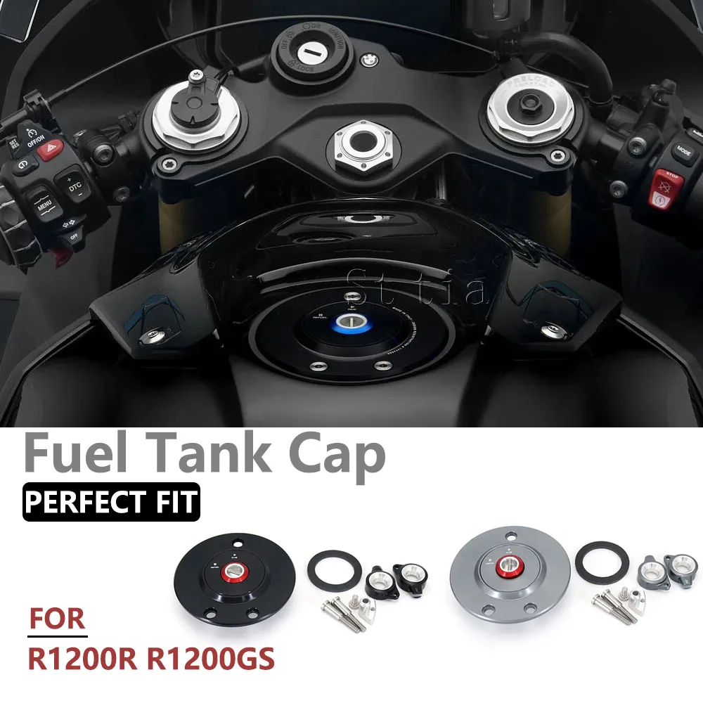 New For BMW R1200GS R1200R 2004-2014  CNC Aluminum Motorcycle Locking Fuel Tank Cap With Key Anti theft Gas Oil Petrol Cover