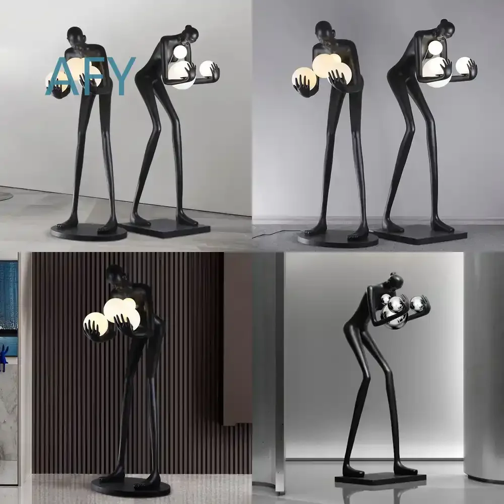 Window Floor-to-Ceiling for Home Exhibition Hall Nordic Human-Shaped Decorative Ornament Artwork Floor Lamp Art Sculpture