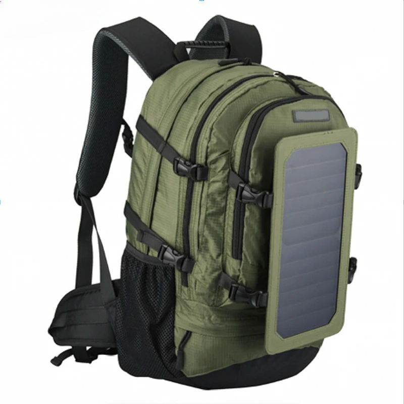 Outdoor emergency solar backpack, waterproof with USB socket, power charger