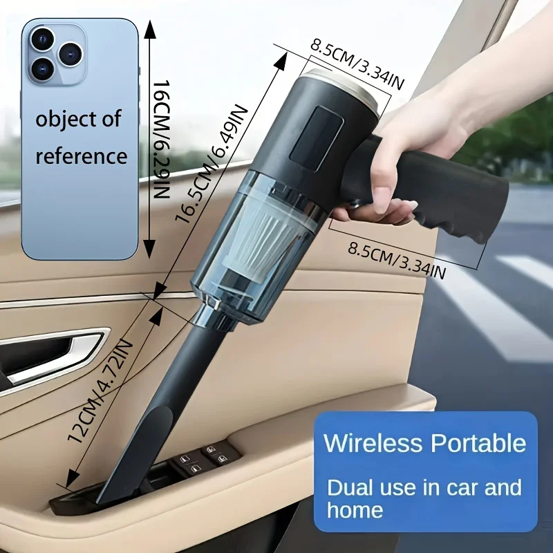 Aspiradora inalámbrica para coche, dispositivo de limpieza portátil de 5500Pa, carga USB, 1200mAh, miniaspiradora húmeda y seca para el hogar